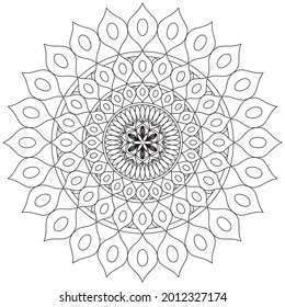 Circular Pattern Mandala Flower Rose Style Vector Lotus Leaves Henna Mehndi Meditation Tattoo Decoration Ornament Ethnic Oriental Coloring Book Page Practice Paint Print Screen Fabric Textile 