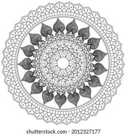 Circular Pattern Mandala Flower Rose Style Vector Lotus Leaves Henna Mehndi Meditation Tattoo Decoration Ornament Ethnic Oriental Coloring Book Page Practice Paint Print Screen Fabric Textile 