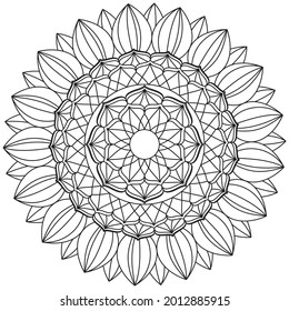 Circular Pattern Mandala Flower Rose Style Vector Lotus Leaves Henna Mehndi Meditation Tattoo Decoration Ornament Ethnic Oriental Coloring Book Page Practice Paint Print Screen Fabric Textile 
