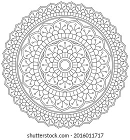 Circular Pattern Mandala Flower Rose Style Vector Lotus Leaves Henna Mehndi Meditation Tattoo Decoration Ornament Ethnic Oriental Coloring Book Page Practice Paint Print Screen Fabric Textile 