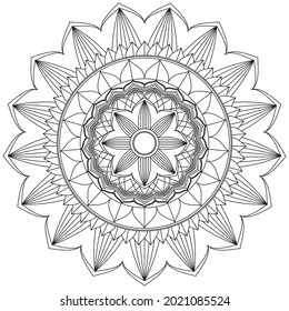 Circular Pattern Mandala Flower Rose Style Vector Lotus Leaves Henna Mehndi Meditation Tattoo Decoration Ornament Ethnic Oriental Coloring Book Page Practice Paint Print Screen Fabric Textile 