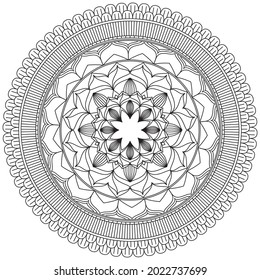 Circular Muster Mandala Blumenblume Rose Stil Vektor Lotus Leaves Henna Mehndi Meditation Tattoo Dekoration Ornament Ethnisch-orientalische Farbbuchseite Praxis Paint Druck Druck Gewebe Stoffgewebe Textilien 