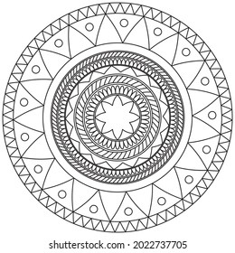 Circular Pattern Mandala Flower Rose Style Vector Lotus Leaves Henna Mehndi Meditation Tattoo Decoration Ornament Ethnic Oriental Coloring Book Page Practice Paint Print Screen Fabric Textile 