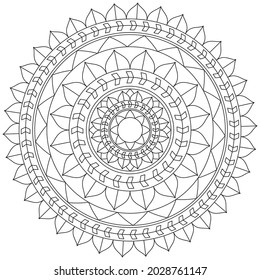 Circular Pattern Mandala Flower Rose Style Vector Lotus Leaves Henna Mehndi Meditation Tattoo Decoration Ornament Ethnic Oriental Coloring Book Page Practice Paint Print Screen Fabric Textile 