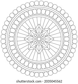 Circular Pattern Mandala Flower Rose Style Vector Lotus Leaves Henna Mehndi Meditation Tattoo Decoration Ornament Ethnic Oriental Coloring Book Page Practice Paint Print Screen Fabric Textile 