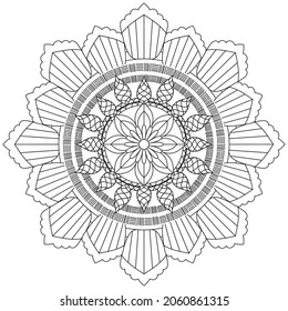 Circular Pattern Mandala Flower Rose Style Vector Lotus Leaves Henna Mehndi Meditation Tattoo Decoration Ornament Ethnic Oriental Coloring Book Page Practice Paint Print Screen Fabric Textile 