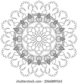 Circular Pattern Mandala Flower Rose Style Vector Lotus Leaves Henna Mehndi Meditation Tattoo Decoration Ornament Ethnic Oriental Coloring Book Page Practice Paint Print Screen Fabric Textile 