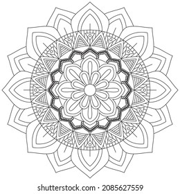 Circular Pattern Mandala Flower Rose Style Vector Lotus Leaves Henna Mehndi Meditation Tattoo Decoration Ornament Ethnic Oriental Coloring Book Page Practice Paint Print Screen Fabric Textile 
