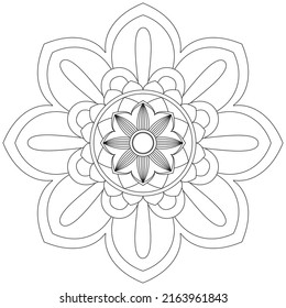 Circular Pattern Mandala Flower Rose Style Vector Lotus Leaves Henna Mehndi Meditation Tattoo Decoration Ornament Ethnic Oriental Coloring Book Page Practice Paint Print Screen Fabric Textile 
