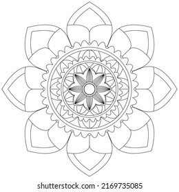 Circular Pattern Mandala Flower Rose Style Vector Lotus Leaves Henna Mehndi Meditation Tattoo Decoration Ornament Ethnic Oriental Coloring Book Page Practice Paint Print Screen Fabric Textile 
