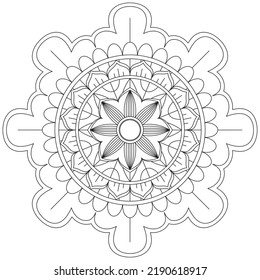 Circular Pattern Mandala Flower Rose Style Vector Lotus Leaves Henna Mehndi Meditation Tattoo Decoration Ornament Ethnic Oriental Coloring Book Page Practice Paint Print Screen Fabric Textile 