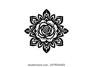 Circular Pattern Mandala Flower Rose Style Vector