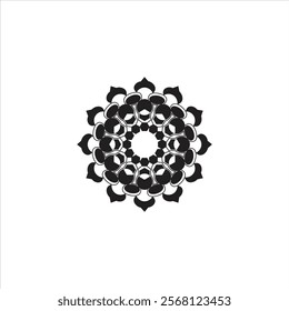 Circular Pattern Mandala Flower Rose Style Vector Henna Mehndi Meditation Tattoo Decoration Ornament Ethnic Oriental Coloring Book Page.