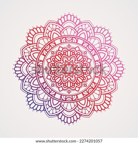 circular pattern of mandala fusion of flowers. red gradation color. suitable for henna, tattoos, photos, coloring books. islam, hindu,Buddha, india, pakistan, chinese, arab