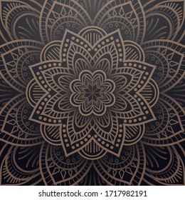 Circular Pattern of Mandala, Golden Arabesque Pattern. Vector Illustration