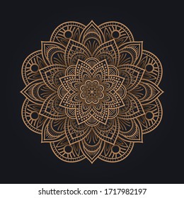 Circular Pattern of Mandala, Golden Arabesque Pattern. Vector Illustration