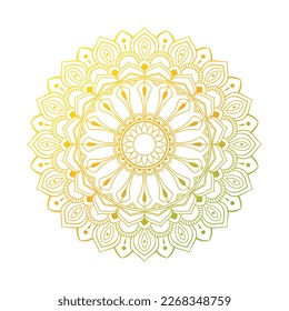 circular pattern mandala with gradient color yellow color combination green isolated white background