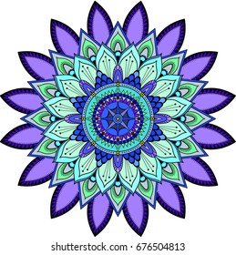 Circular pattern for mandala, henna, mehndi, tattoo, decoration. Decorative ornament in ethnic oriental style. Coloring book page. Flower Mandalas. Oriental pattern, flower vector illustration.