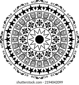 The circular pattern of the mandala with Lotus flower for Henna, Mehndi, tattoo, decoration. Decorative ornament in ethnic oriental style. Outline doodle hand drawn vector illustration
