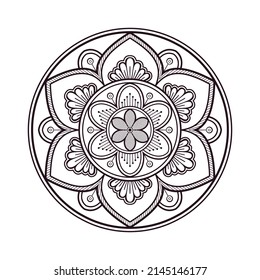 Circular pattern mandala, Mehndi, tattoo, decoration. Decorative ornament in ethnic oriental style. Coloring book page.