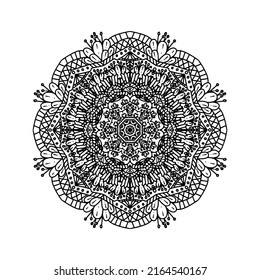 Circular pattern with mandala for mehndi, tattoo,hanna, decoration. Decorative ornament in ethnic oriental style. Coloring book page.vector EPS10.