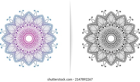circular pattern mandala motif, can be customized for decoration ornament motifs, henna, tattoos, and coloring book covers