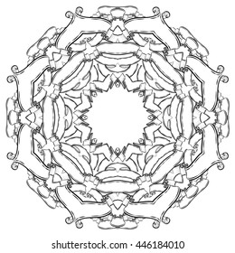 circular pattern, Mandala, ribbon, vector illustration,coloring books for children and adults,handmade