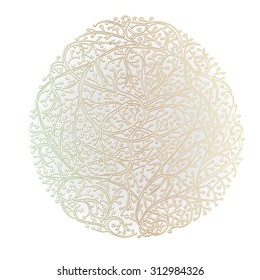 Circular pattern. Mandala. Round floral vector ornament. Egg paper branches.