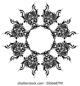 Circular pattern. Mandala. Round vector ornament in black and white.
