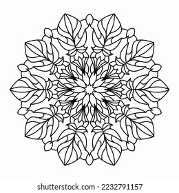 Circular pattern in mandala shape for Henna, Mehndi, tattoo, decoration. Decorative ornament in ethnic oriental style. Coloring book page