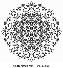 Circular pattern in mandala shape for Henna, Mehndi, tattoo, decoration. Decorative ornament in ethnic oriental style. Coloring book page