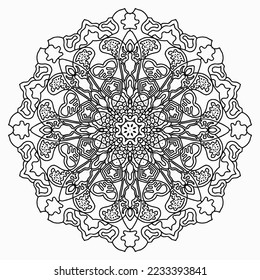 Circular pattern in mandala shape for Henna, Mehndi, tattoo, decoration. Decorative ornament in ethnic oriental style. Coloring book page