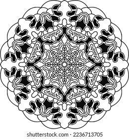Circular pattern in mandala shape for Henna, Mehndi, tattoo, decoration. Decorative ornament in ethnic oriental style. Coloring book page