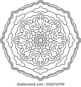 Circular pattern in mandala shape for Henna, Mehndi, tattoo, decoration. Decorative ornament in ethnic oriental style. Coloring book page