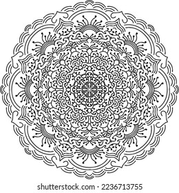 Circular pattern in mandala shape for Henna, Mehndi, tattoo, decoration. Decorative ornament in ethnic oriental style. Coloring book page