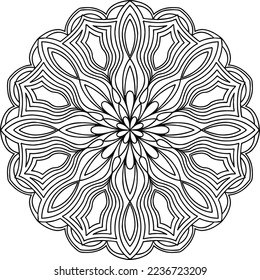 Circular pattern in mandala shape for Henna, Mehndi, tattoo, decoration. Decorative ornament in ethnic oriental style. Coloring book page