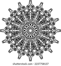Circular pattern in mandala shape for Henna, Mehndi, tattoo, decoration. Decorative ornament in ethnic oriental style. Coloring book page