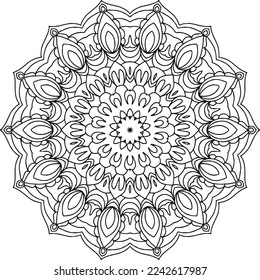 Circular pattern in mandala shape for Henna, Mehndi, tattoo, decoration. Decorative ornament in ethnic oriental style. Coloring book page