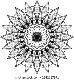 Circular pattern in mandala shape for Henna, Mehndi, tattoo, decoration. Decorative ornament in ethnic oriental style. Coloring book page