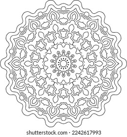 Circular pattern in mandala shape for Henna, Mehndi, tattoo, decoration. Decorative ornament in ethnic oriental style. Coloring book page