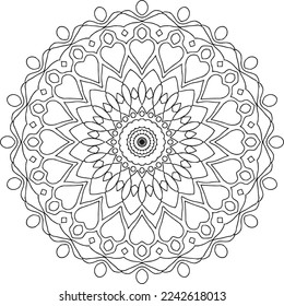 Circular pattern in mandala shape for Henna, Mehndi, tattoo, decoration. Decorative ornament in ethnic oriental style. Coloring book page