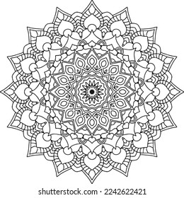 Circular pattern in mandala shape for Henna, Mehndi, tattoo, decoration. Decorative ornament in ethnic oriental style. Coloring book page