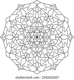 Circular pattern in mandala shape for Henna, Mehndi, tattoo, decoration. Decorative ornament in ethnic oriental style. Coloring book page
