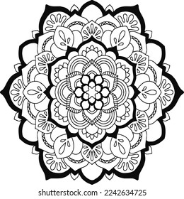Circular pattern in mandala shape for Henna, Mehndi, tattoo, decoration. Decorative ornament in ethnic oriental style. Coloring book page