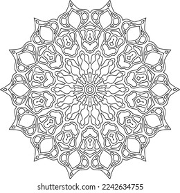 Circular pattern in mandala shape for Henna, Mehndi, tattoo, decoration. Decorative ornament in ethnic oriental style. Coloring book page