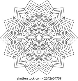 Circular pattern in mandala shape for Henna, Mehndi, tattoo, decoration. Decorative ornament in ethnic oriental style. Coloring book page