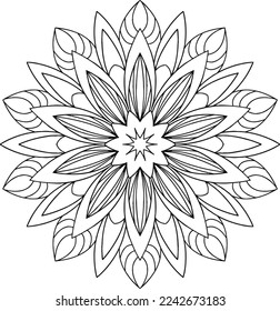 Circular pattern in mandala shape for Henna, Mehndi, tattoo, decoration. Decorative ornament in ethnic oriental style. Coloring book page, Background latter