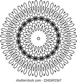 Circular pattern in mandala shape for Henna, Mehndi, tattoo, decoration. Decorative ornament in ethnic oriental style. Coloring book page, Background latter