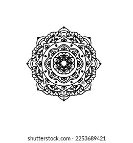 Circular pattern in mandala shape for Henna, Mehndi, tattoo, decoration. Decorative ornament in ethnic oriental style. Coloring book page.