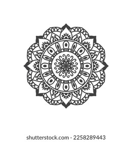 Circular pattern in mandala shape for Henna, Mehndi, tattoo, decoration. Decorative ornament in ethnic oriental style. Coloring book page.